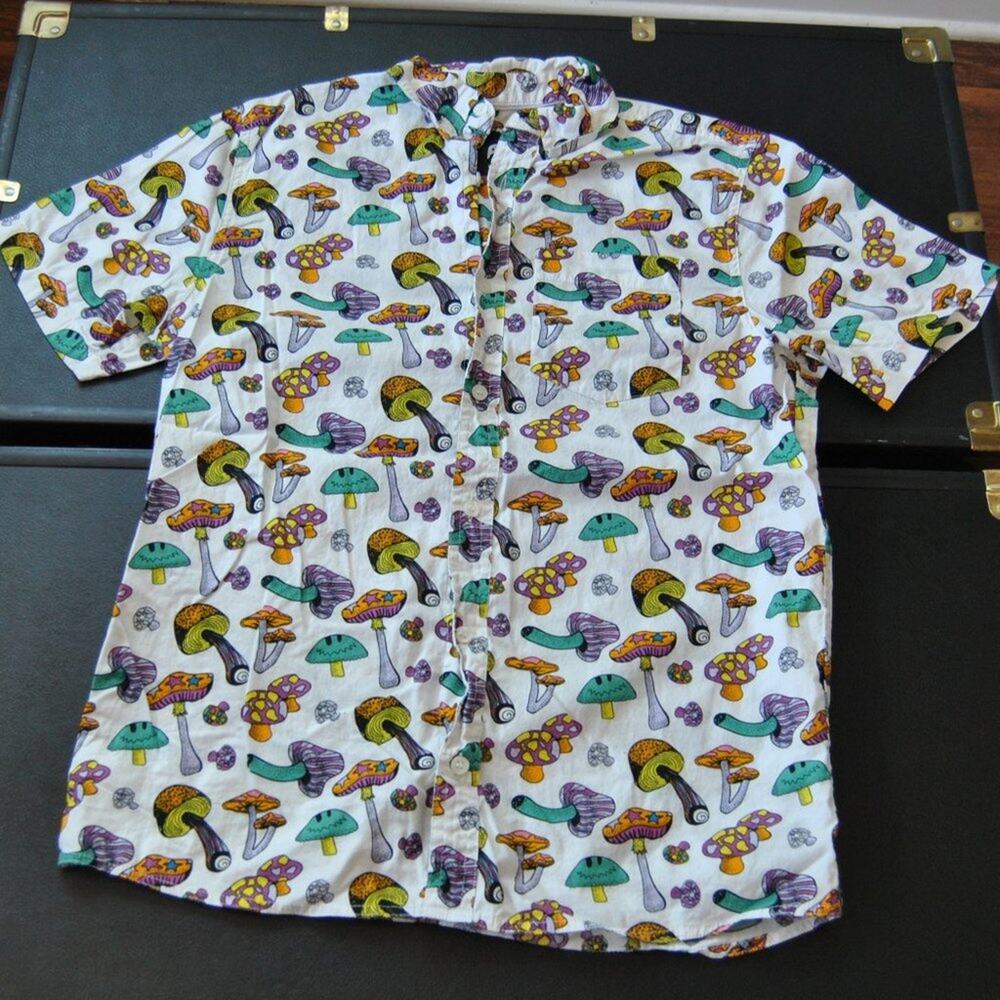 Trippy Mushroom ALAB Full Button Up Shirt Small